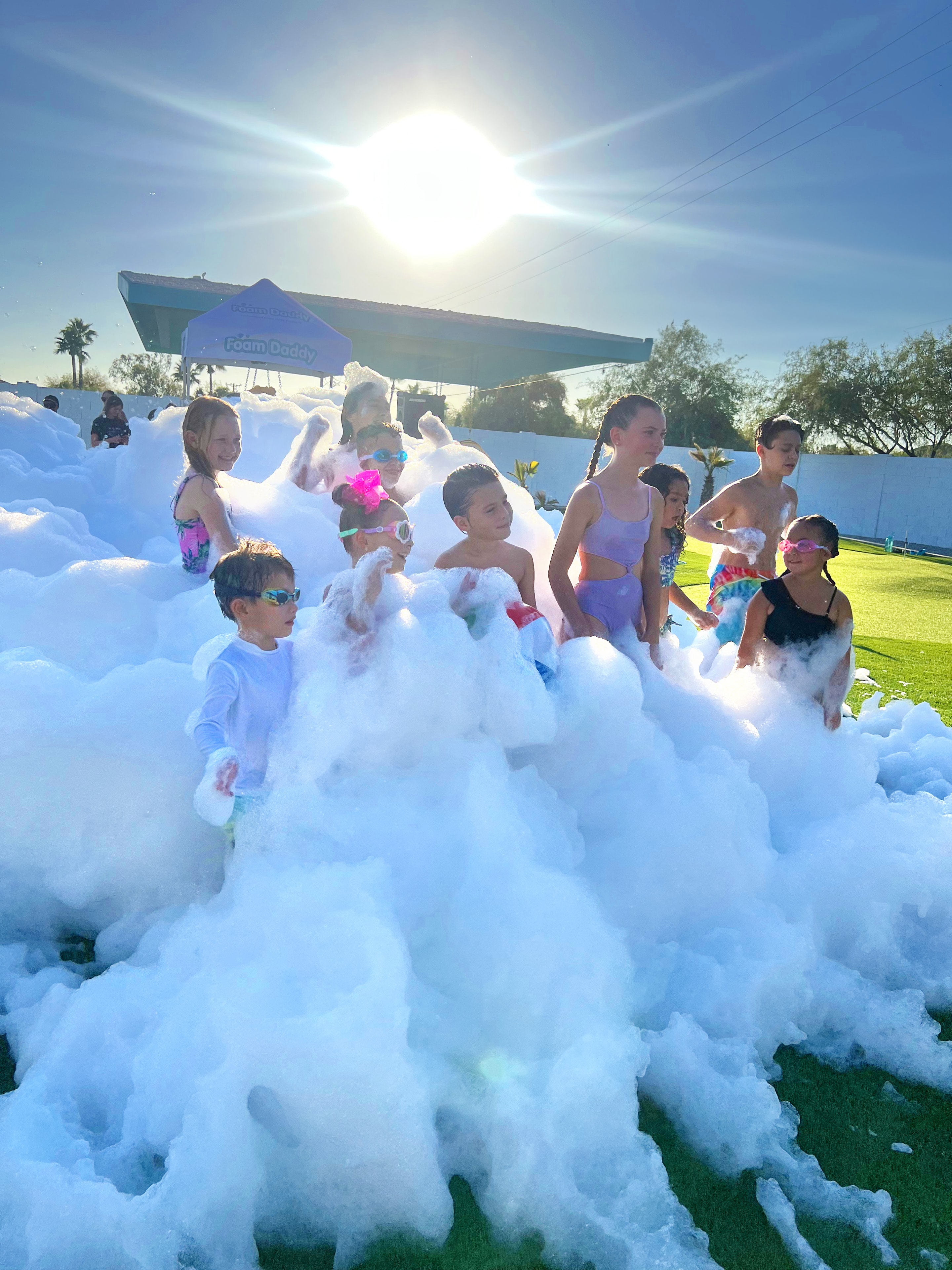 Outdoor foam party group