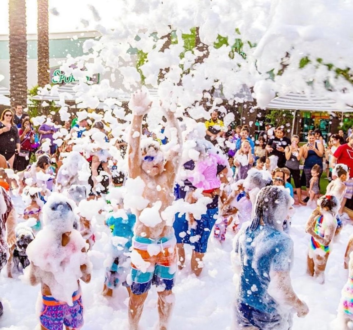 Kids hands up foam party